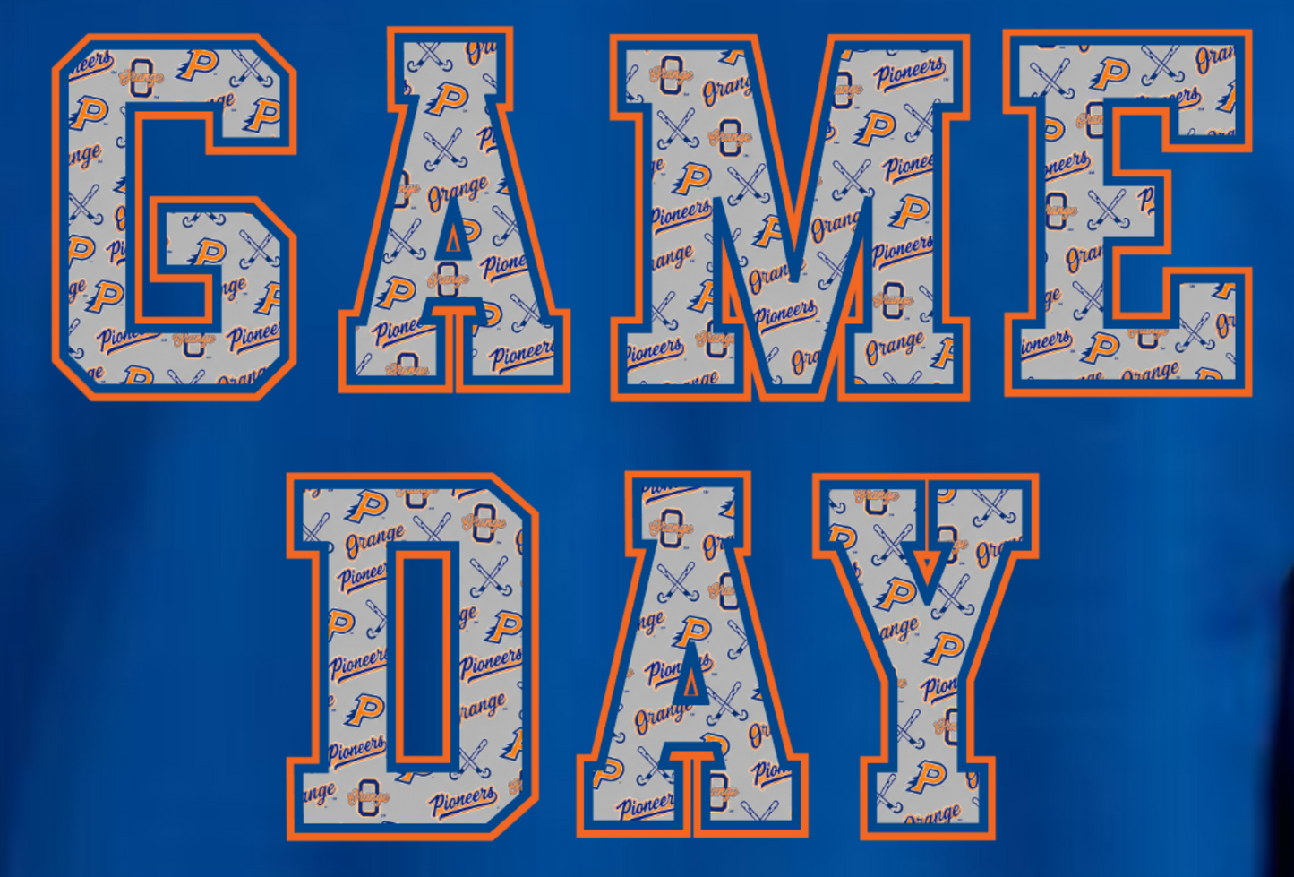 Orange field hockey Game Day crewneck sweatshirt blue