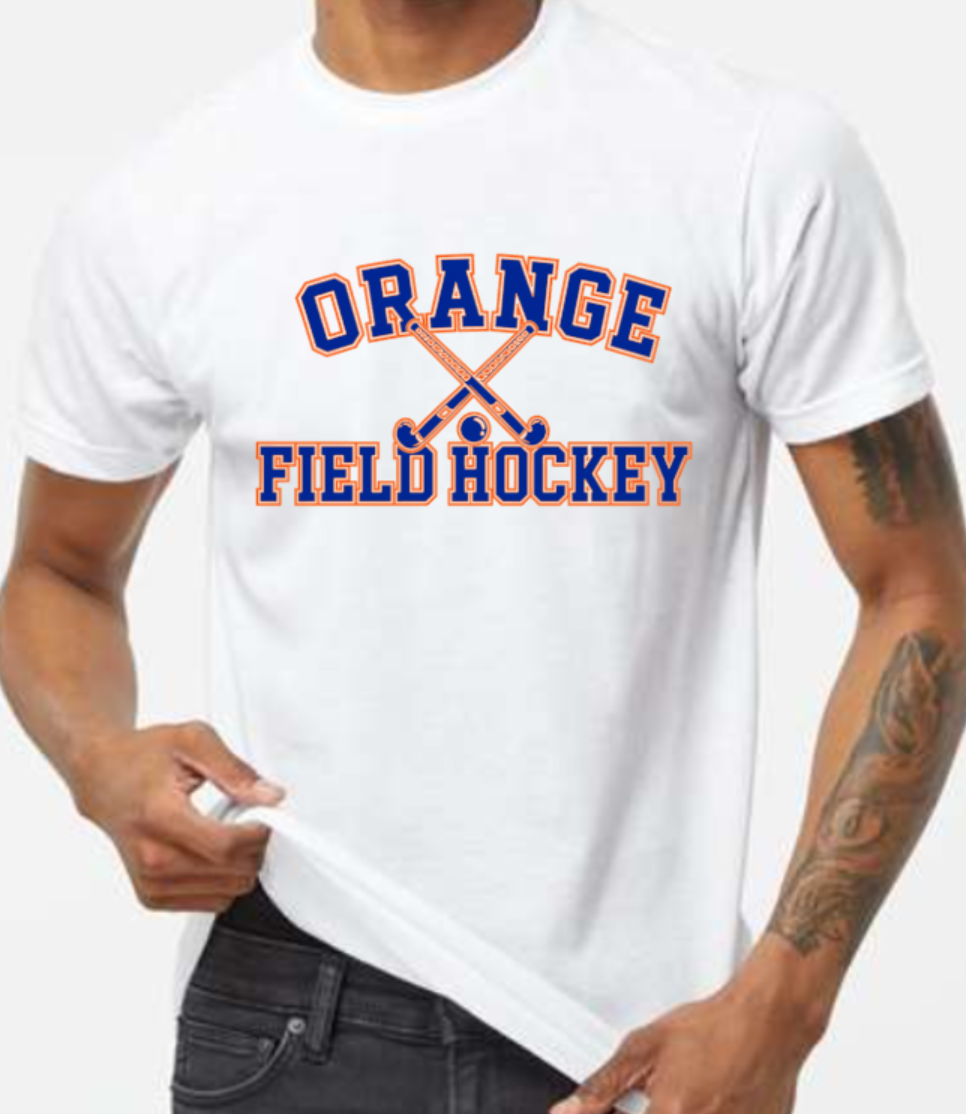Orange FH crossed sticks t-shirt white