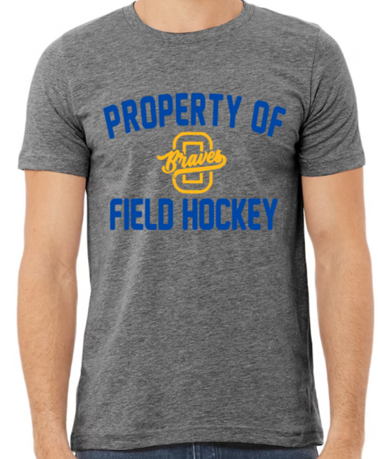 Property of Braves Field Hockey grey triblend t-shirt