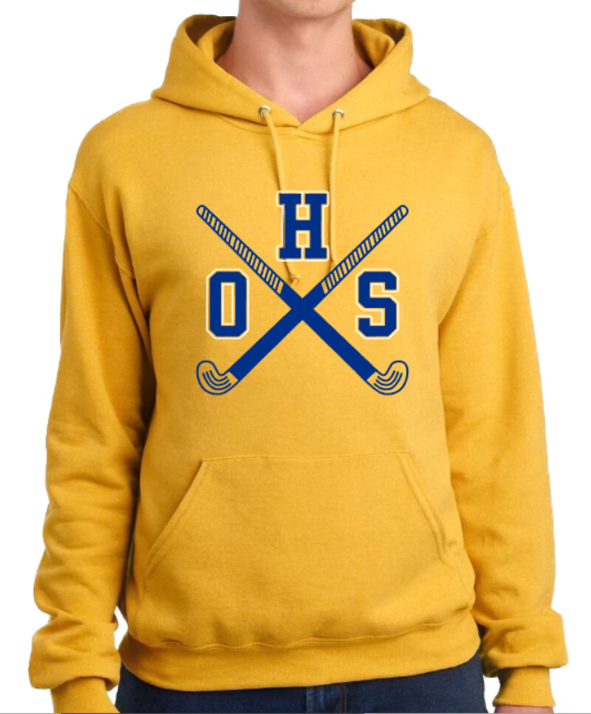 Gold OHS crossed sticks field hockey hoodie