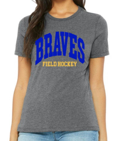 Ladies curved Braves FH grey soft t-shirt