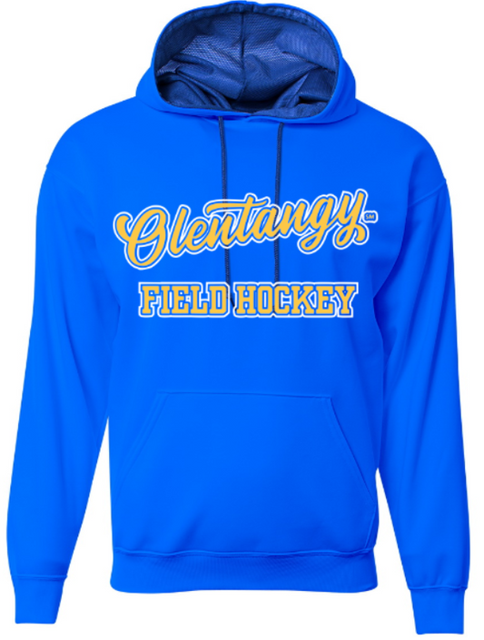 Blue performance cursive Olentangy FH hoodie