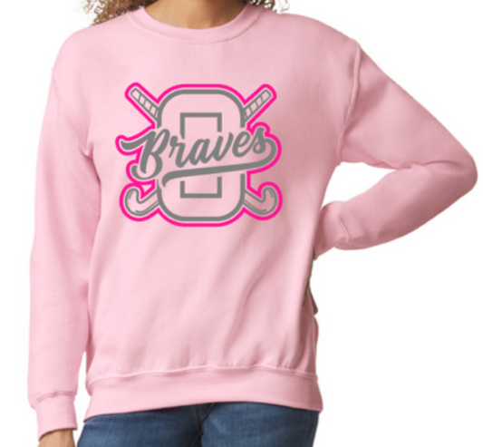 Braves FH breast cancer awareness pink/grey crewneck sweatshirt