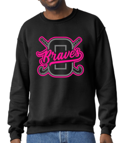 Braves FH breast cancer awareness black pink crewneck sweatshirt
