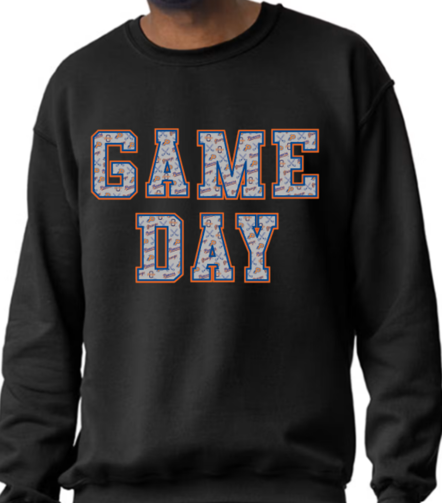 Orange field hockey Game Day crewneck sweatshirt