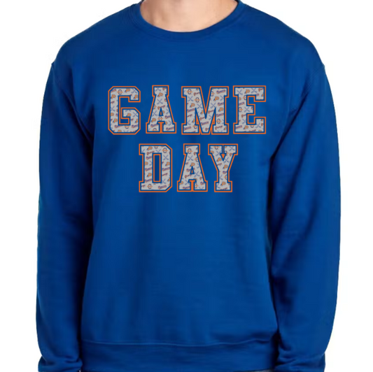 Orange field hockey Game Day crewneck sweatshirt blue