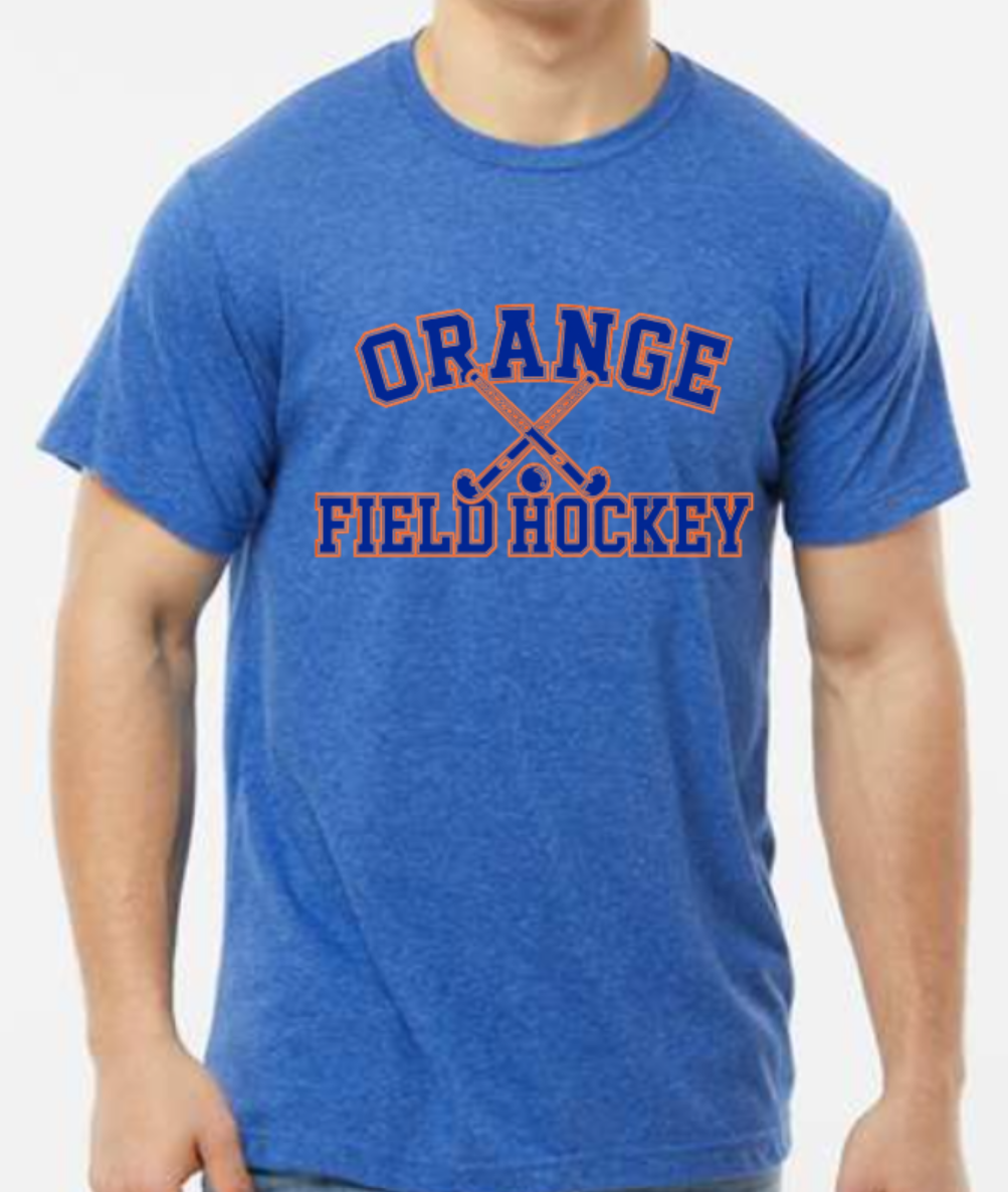 Orange FH crossed sticks t-shirt blue