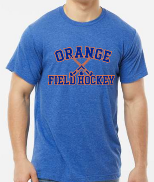 Orange FH crossed sticks t-shirt blue