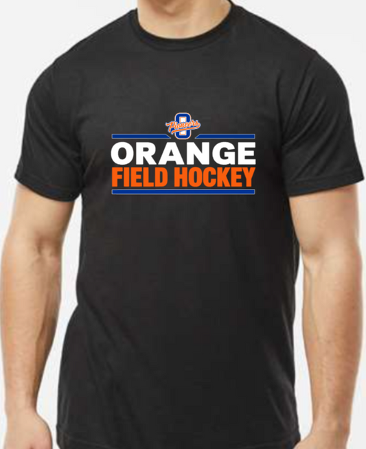 Orange field hockey small logo t-shirt black