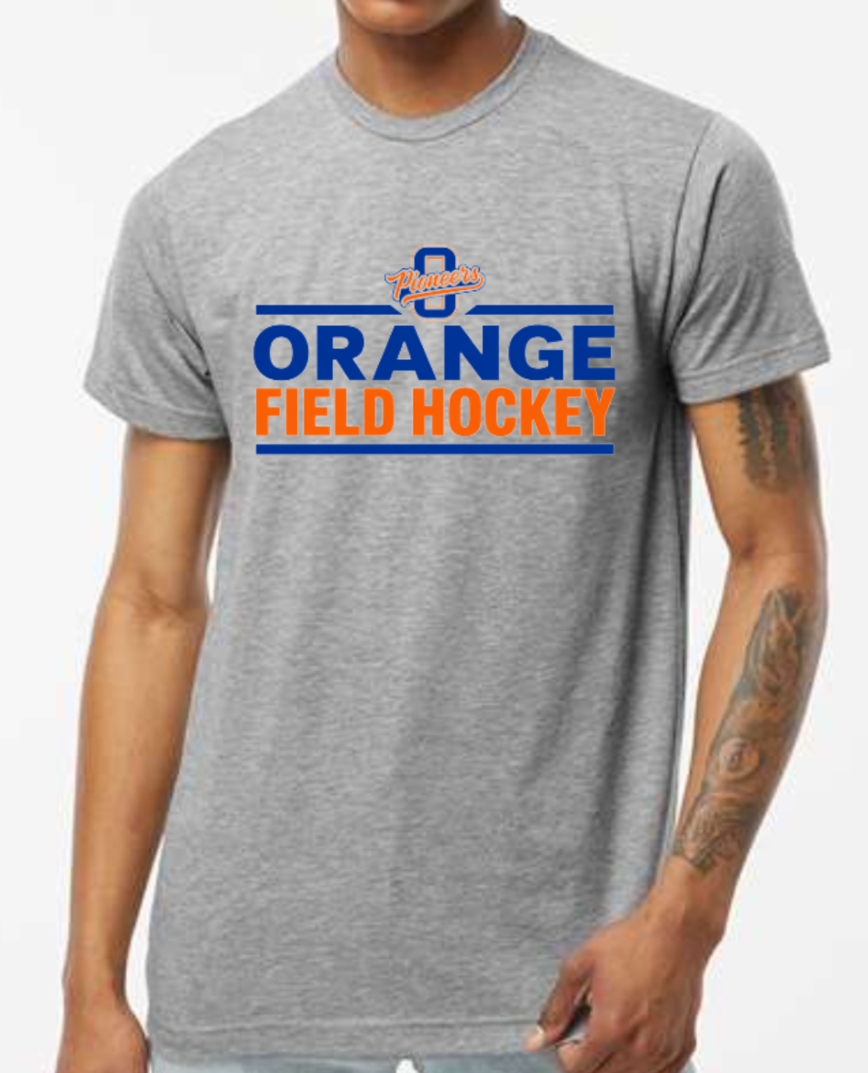 Orange field hockey small logo t-shirt grey