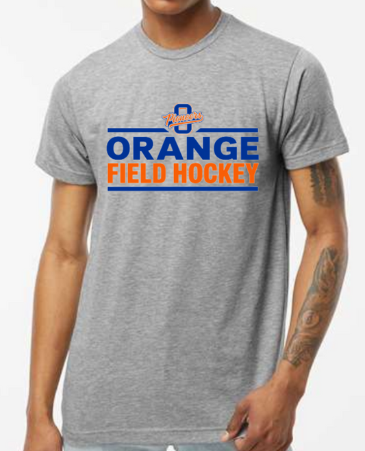 Orange field hockey small logo t-shirt grey