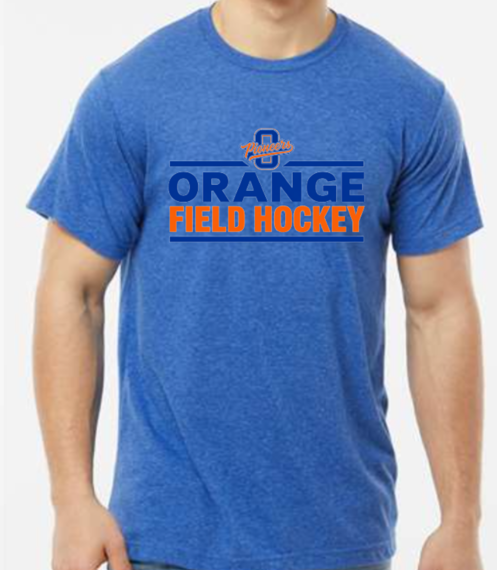 Orange field hockey small logo t-shirt blue