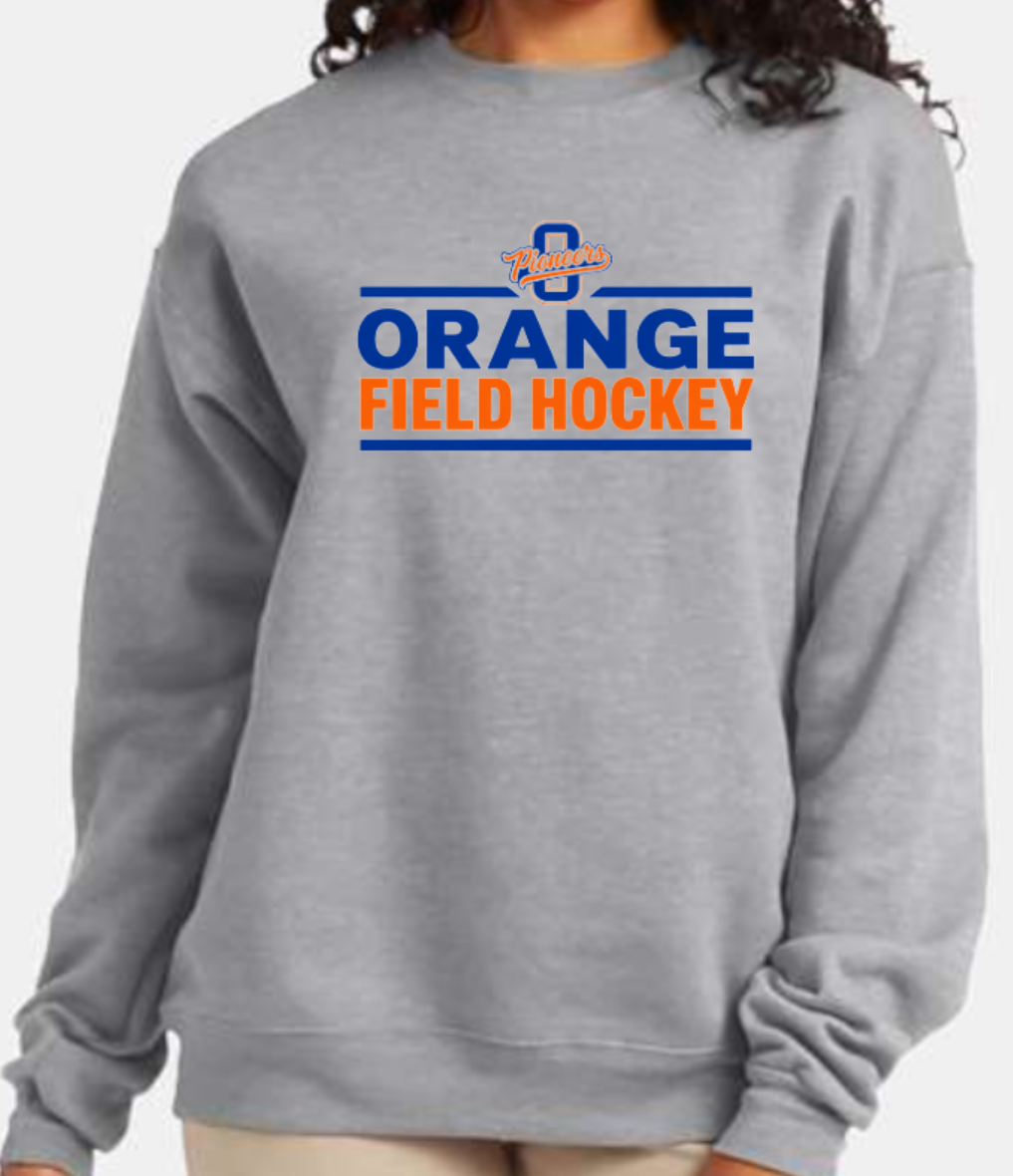 Orange field hockey small logo crewneck sweatshirt grey