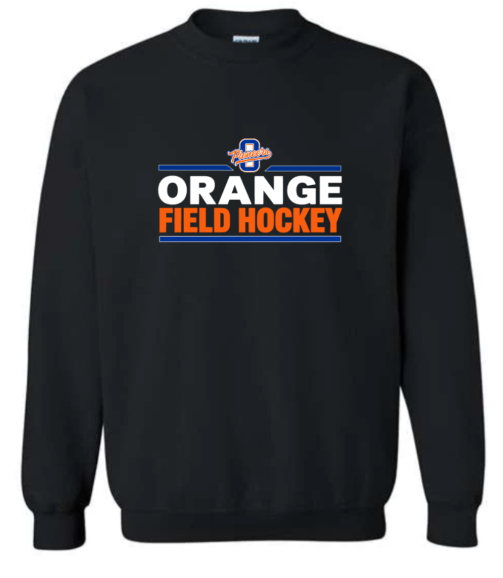 Orange field hockey small logo crewneck sweatshirt black