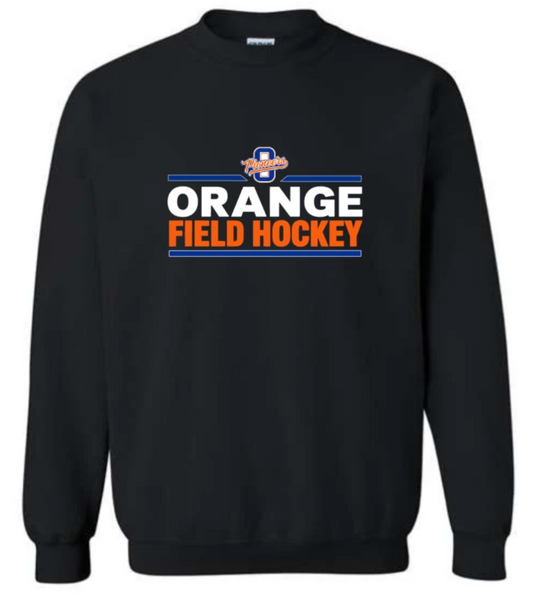 Orange field hockey small logo crewneck sweatshirt black
