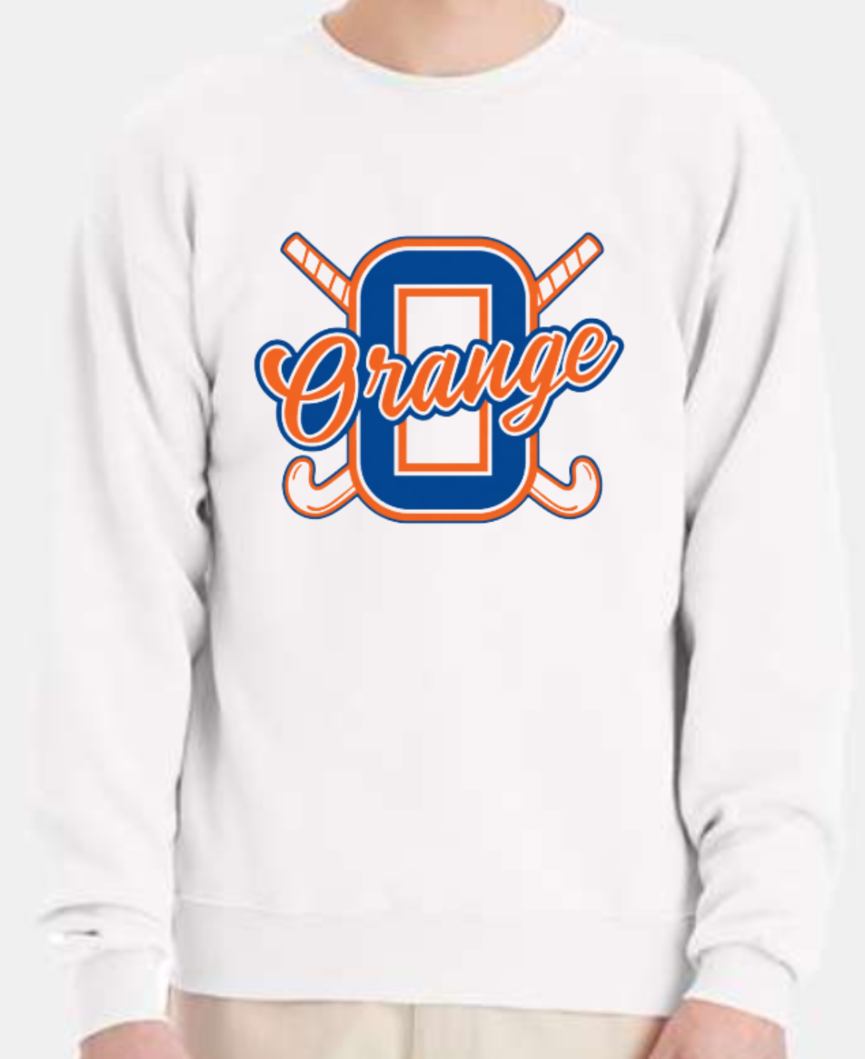 Orange FH logo crewneck sweatshirt white