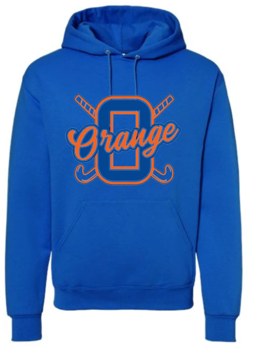 Orange FH logo blue hoodie